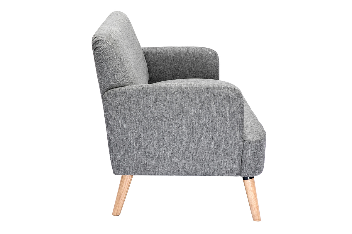 Canap scandinave 2 places en tissu gris clair et bois clair ISKO