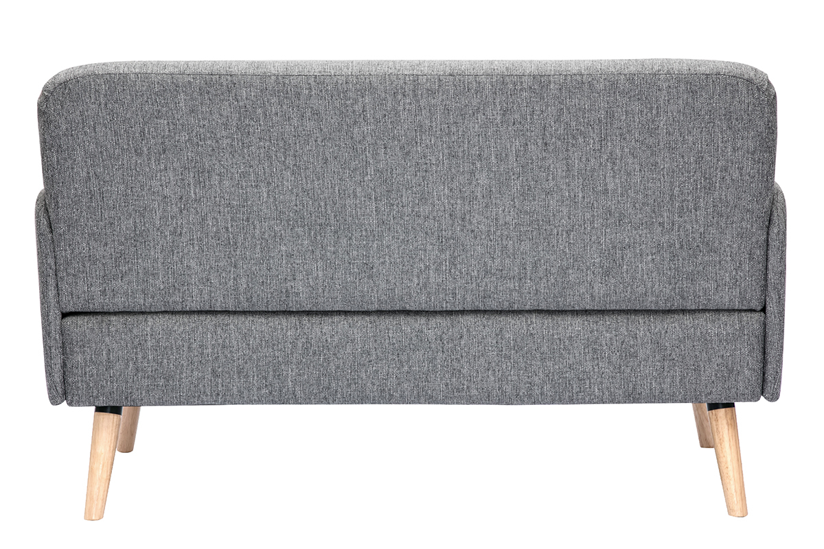 Canap scandinave 2 places en tissu gris clair et bois clair ISKO