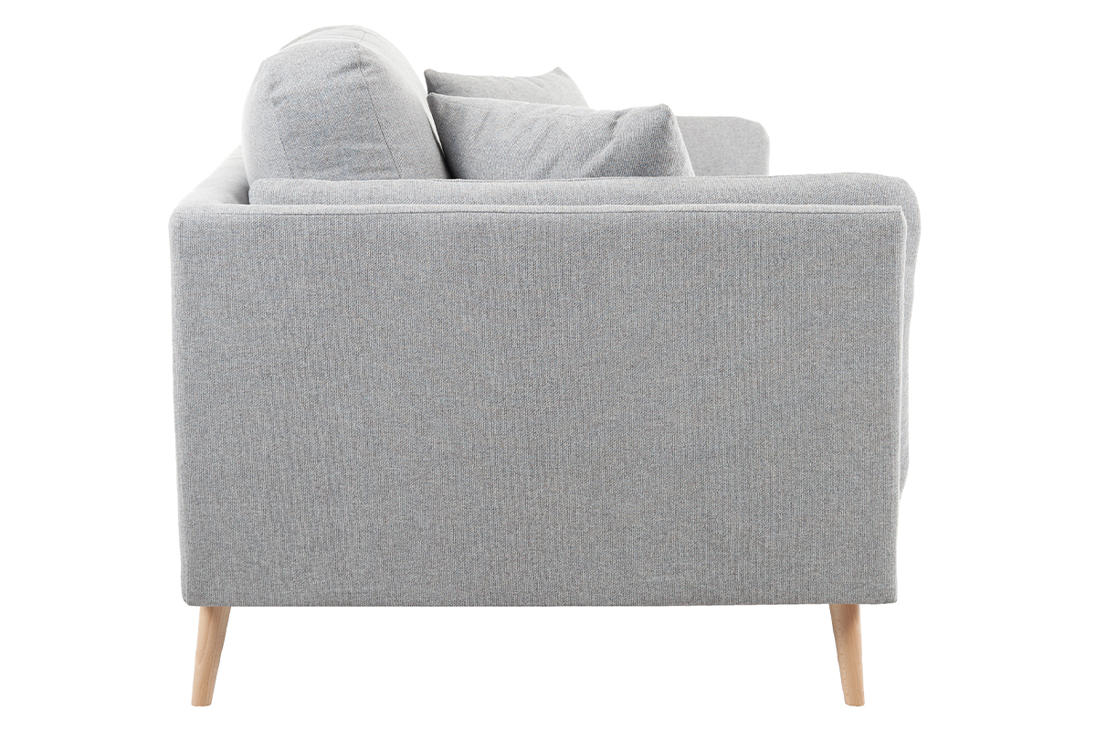 Canap scandinave 2 places en tissu gris clair et bois clair VOGUE