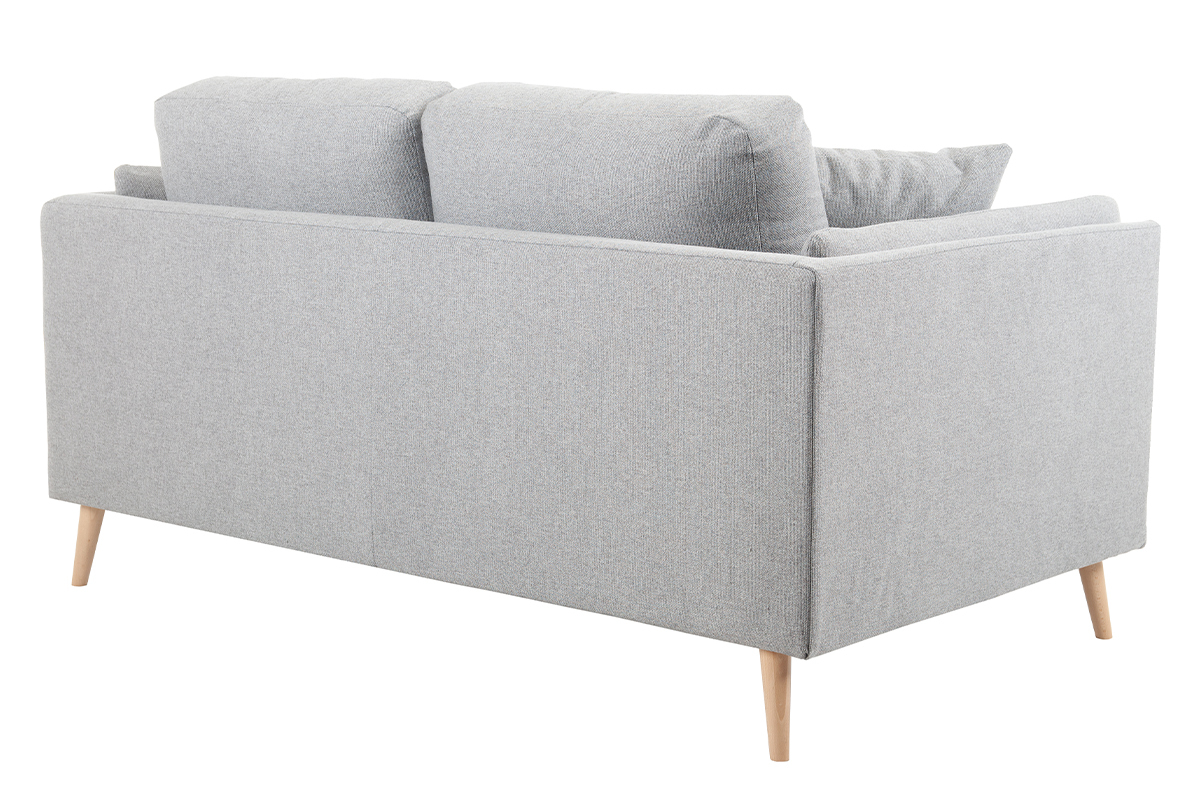 Canap scandinave 2 places en tissu gris clair et bois clair VOGUE