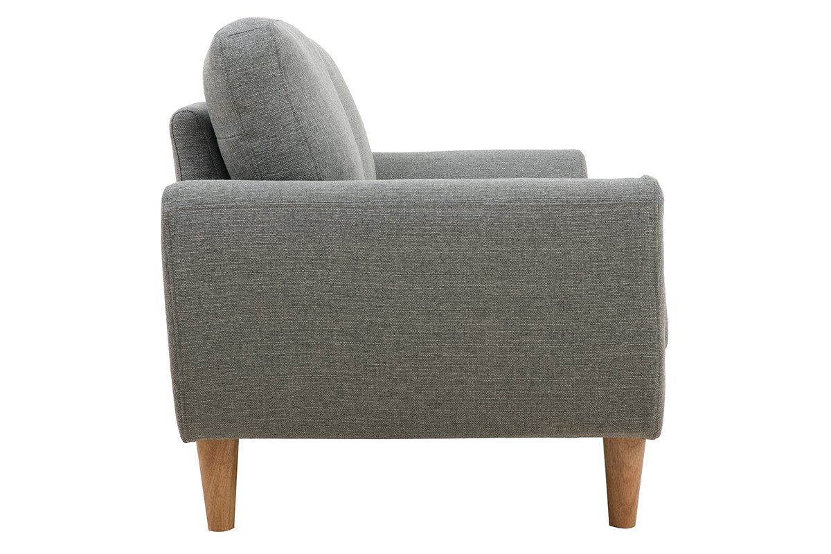 Canap scandinave 2 places en tissu gris et bois clair ALICE