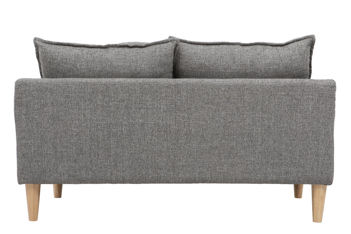 Canap scandinave 2 places en tissu gris et bois clair KATE