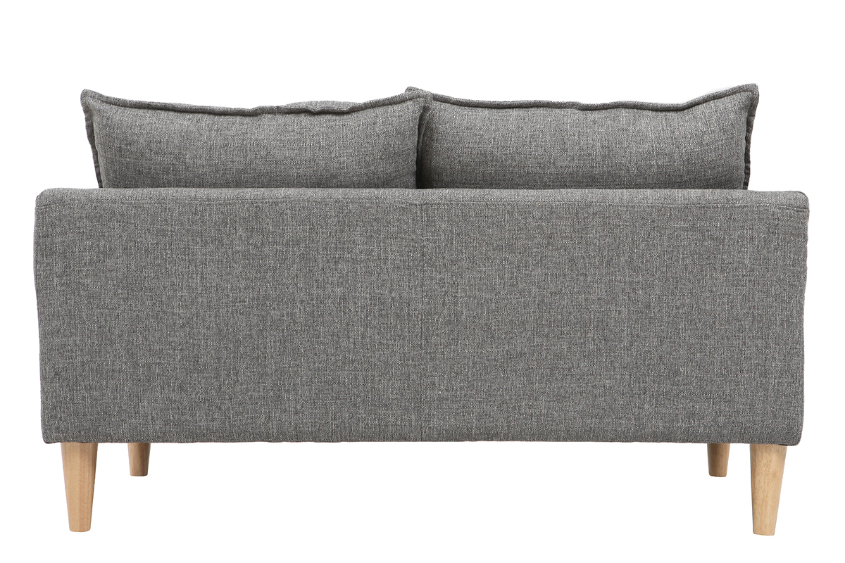 Canap scandinave 2 places en tissu gris et bois clair KATE