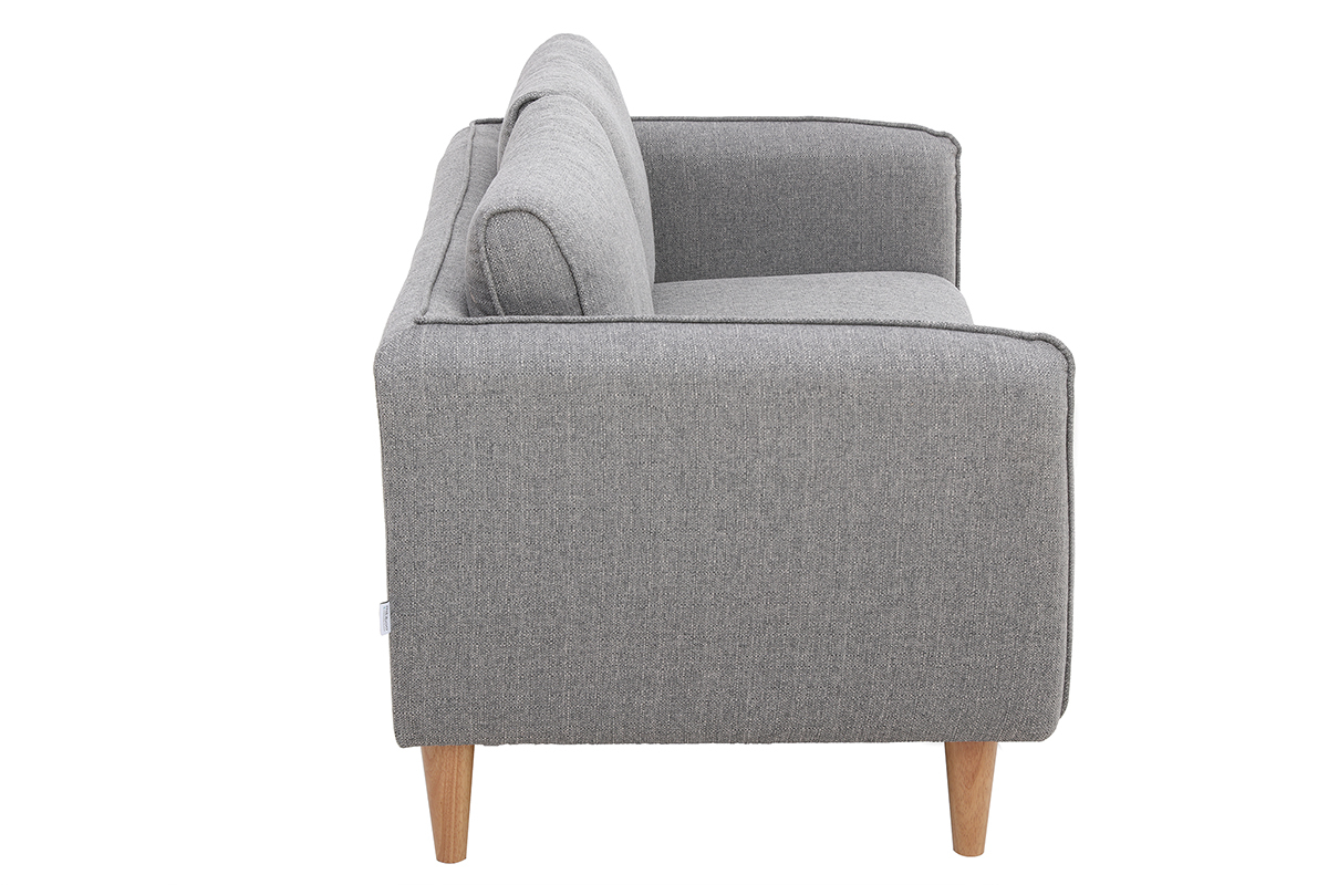 Canap scandinave 2 places en tissu gris et bois clair KURT