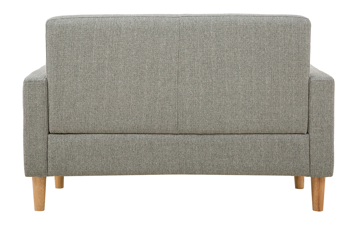 Canap scandinave 2 places en tissu gris et bois clair MOON