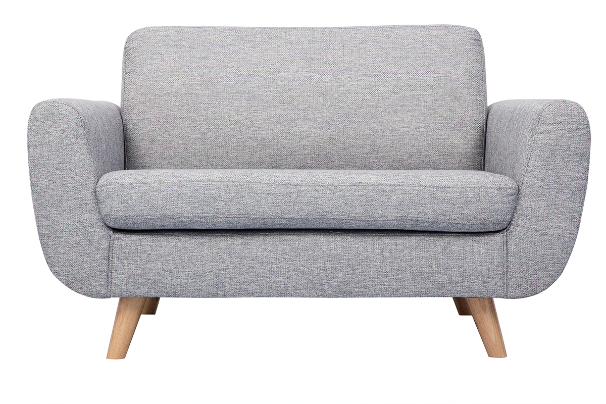 Canap scandinave 2 places en tissu gris et bois clair PURE