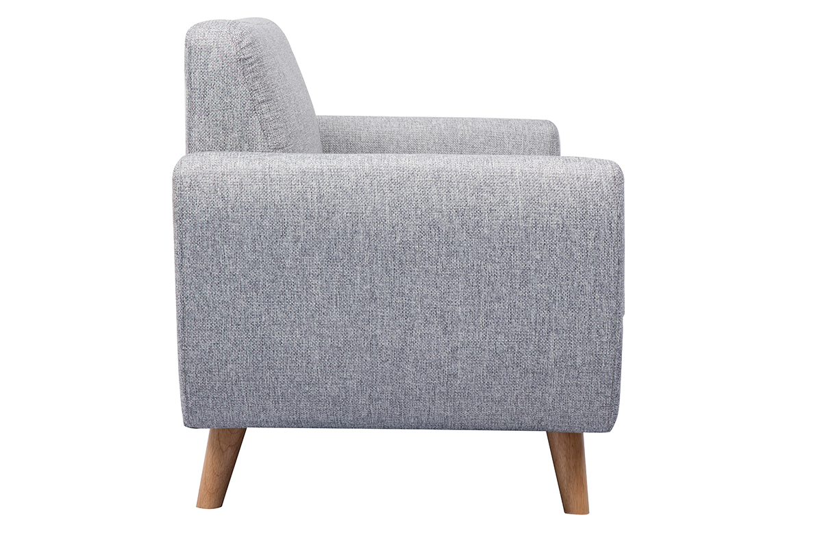 Canap scandinave 2 places en tissu gris et bois clair PURE