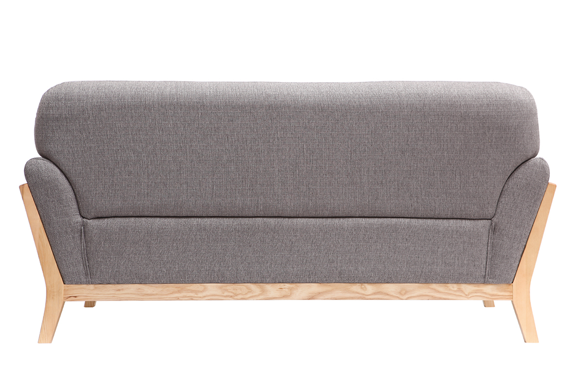 Canap scandinave 2 places en tissu gris et bois clair YOKO