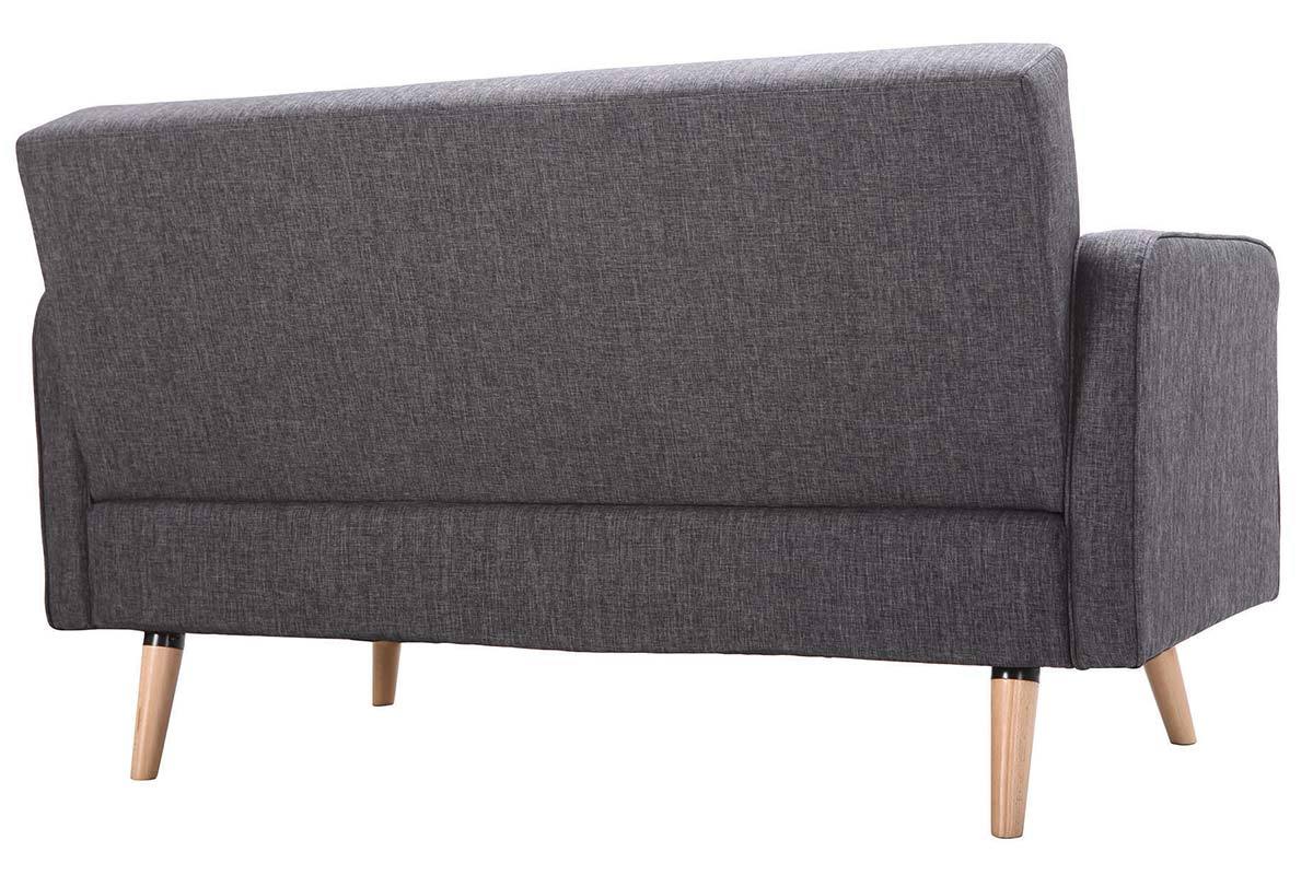 Canap scandinave 2 places en tissu gris fonc et bois clair ULLA