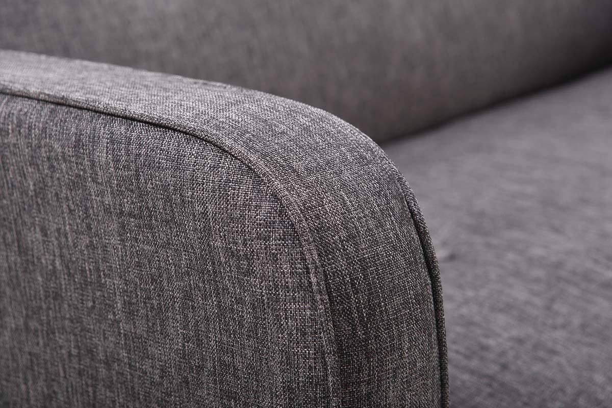 Canap scandinave 2 places en tissu gris fonc et bois clair ULLA