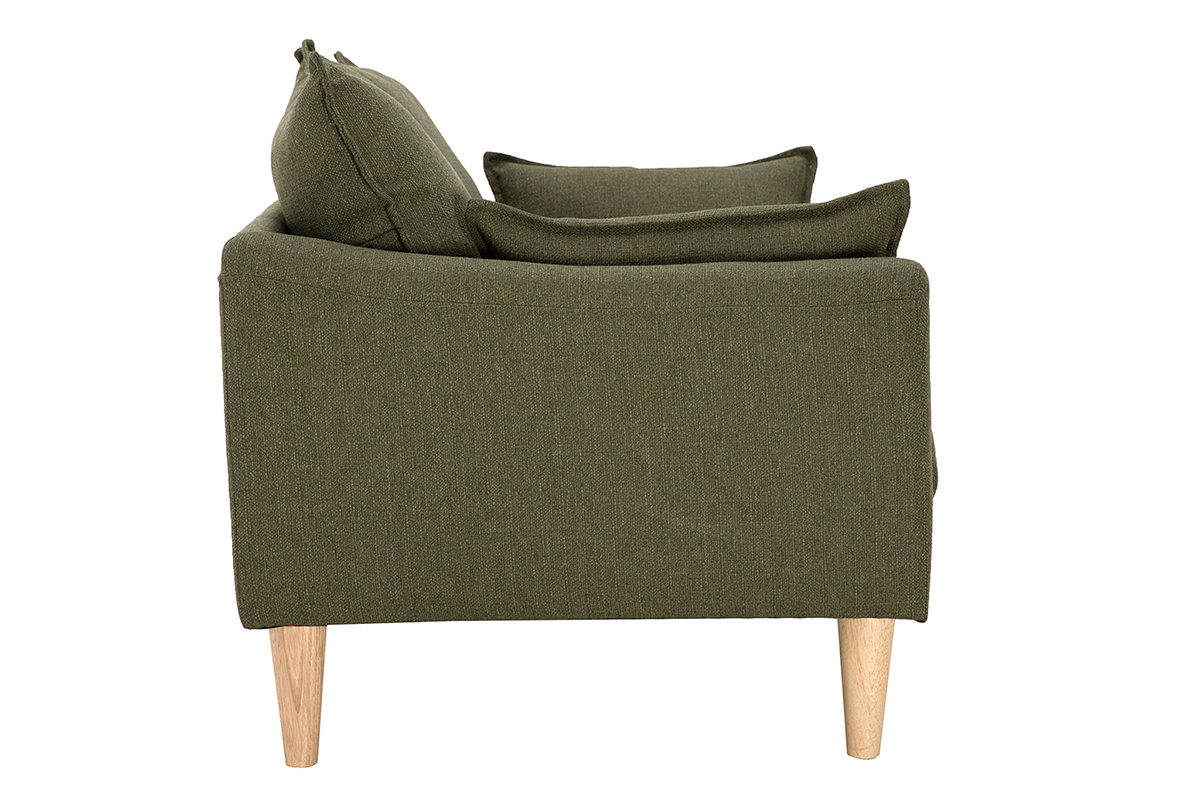 Canap scandinave 2 places en tissu kaki et bois clair KATE