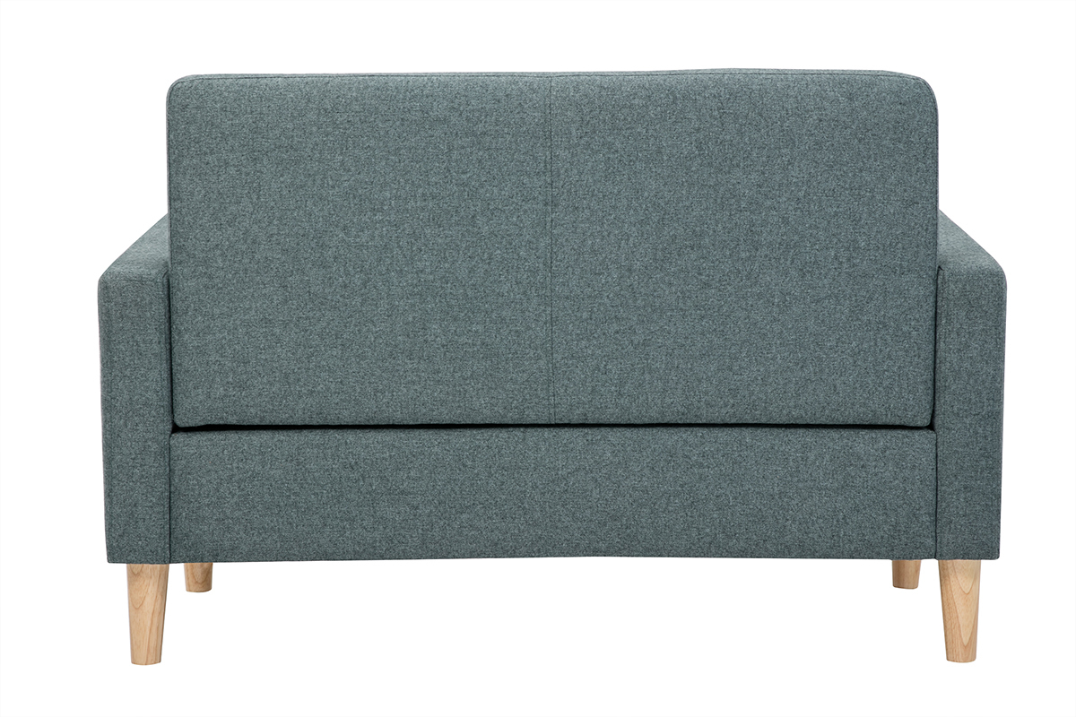 Canap scandinave 2 places en tissu vert de gris et bois clair MOON