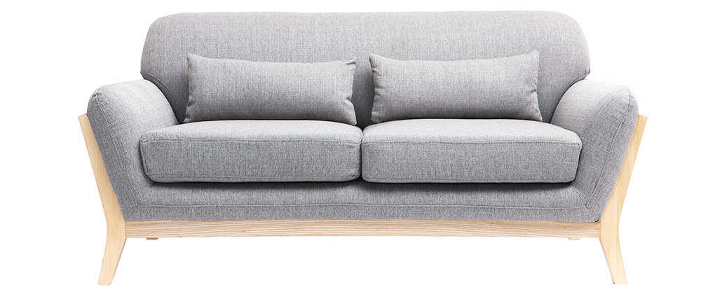 Canape Scandinave 2 Places Gris Pieds Bois Yoko Miliboo