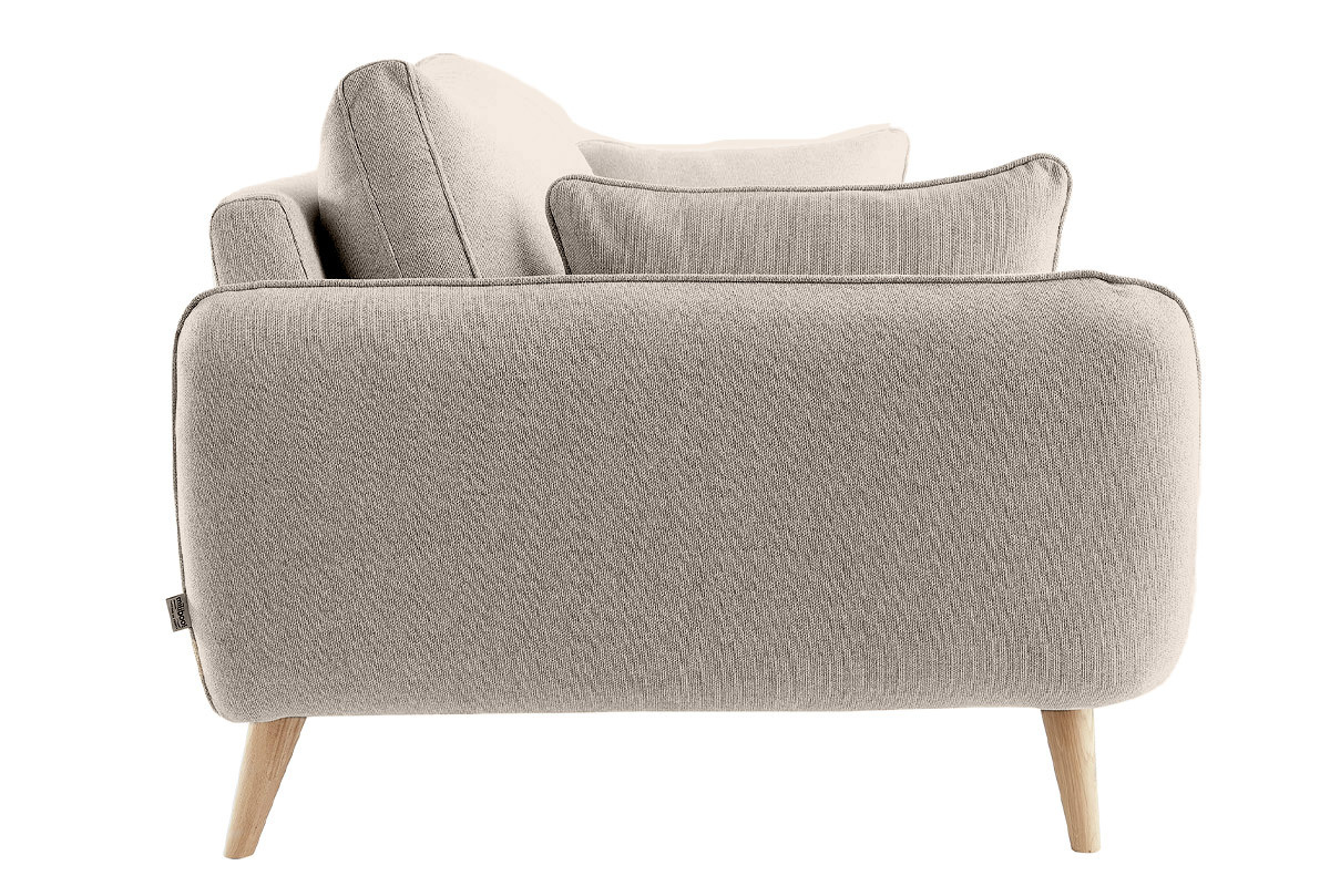 Canap scandinave 3 places en tissu beige et bois clair CREEP