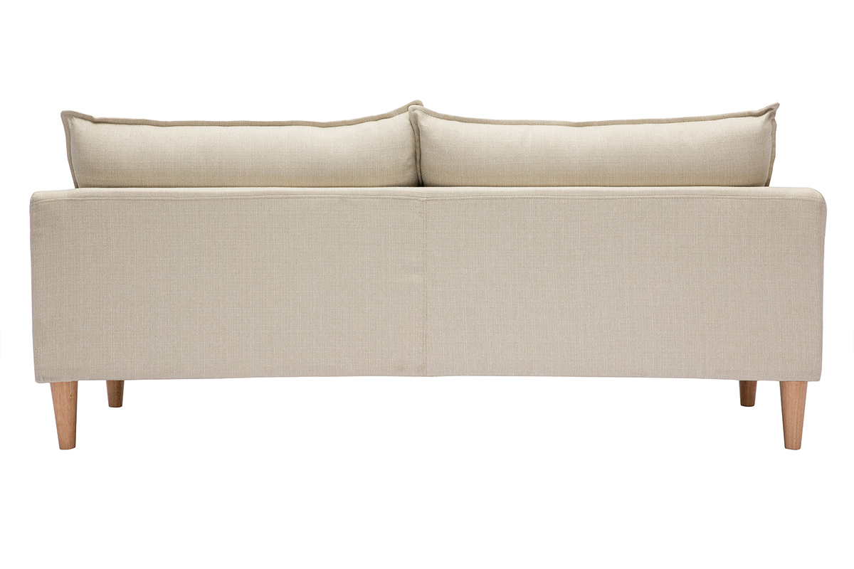 Canap scandinave 3 places en tissu beige et bois clair KATE