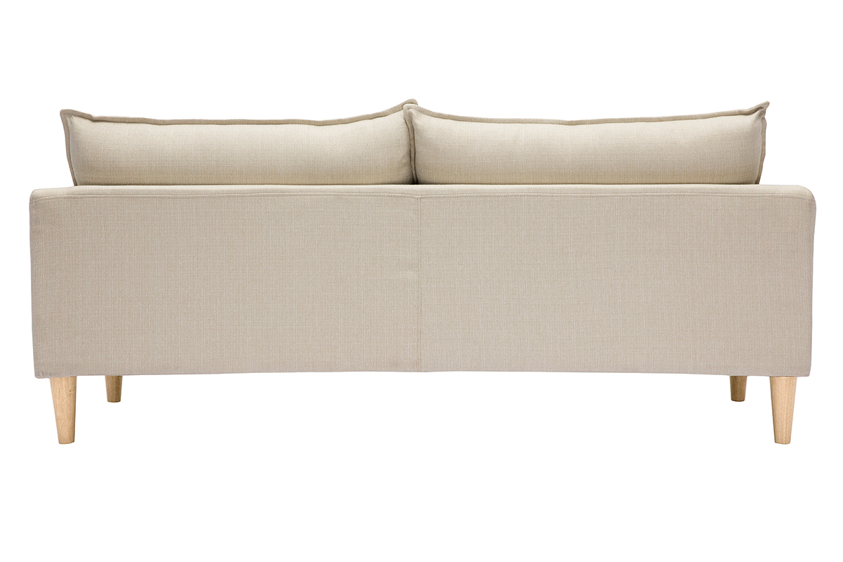 Canap scandinave 3 places en tissu beige et bois clair KATE