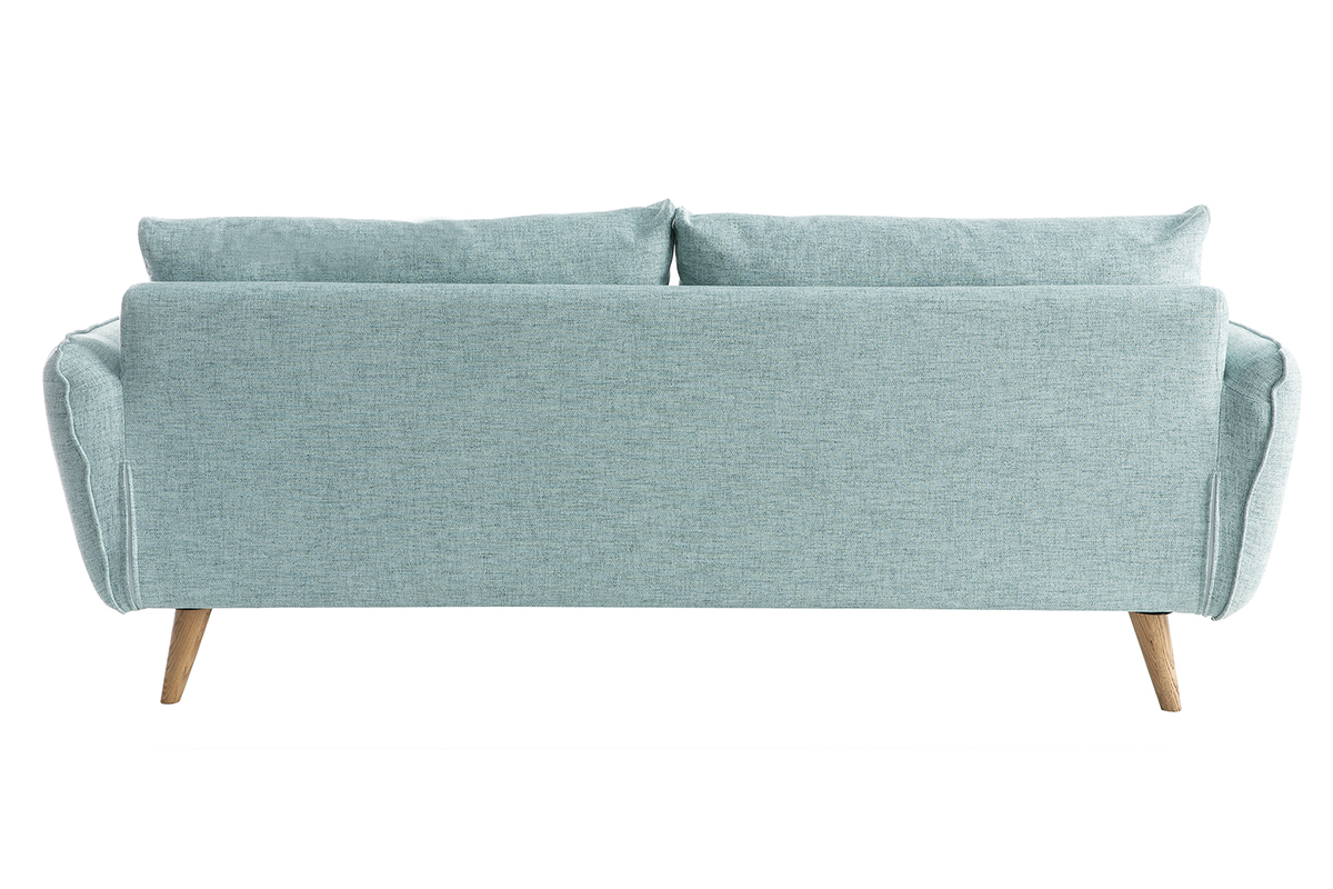 Canap scandinave 3 places en tissu bleu glacier et bois clair CREEP