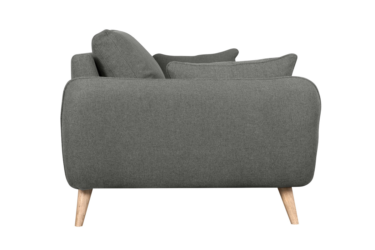 Canap scandinave 3 places en tissu gris anthracite et bois clair CREEP