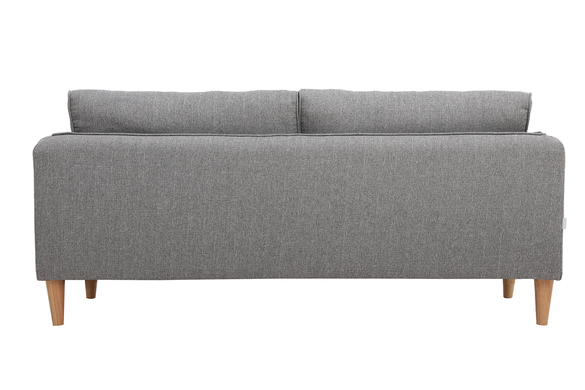 Canap scandinave 3 places en tissu gris clair et bois clair KURT