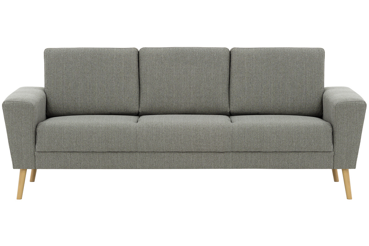 Canap scandinave 3 places en tissu gris clair MOCAZ