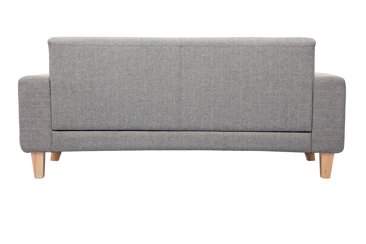 Canap scandinave 3 places en tissu gris et bois clair FJORD