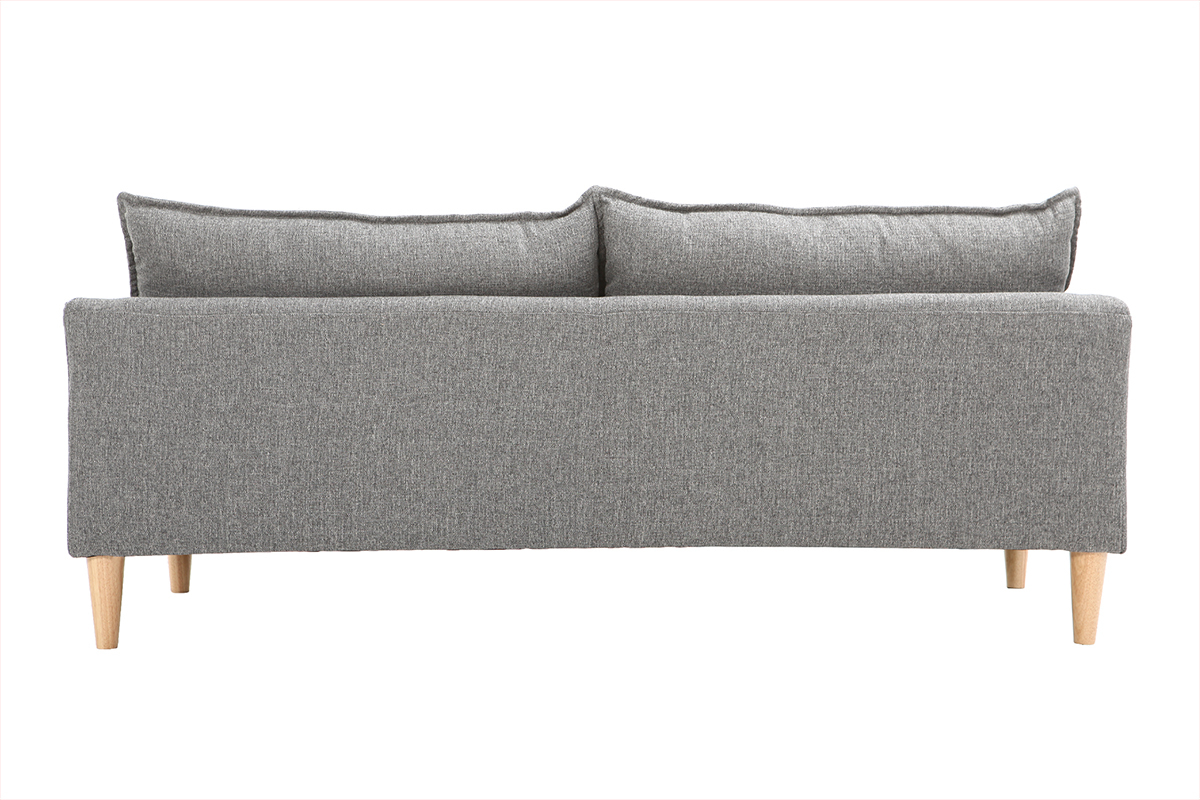 Canap scandinave 3 places en tissu gris et bois clair KATE