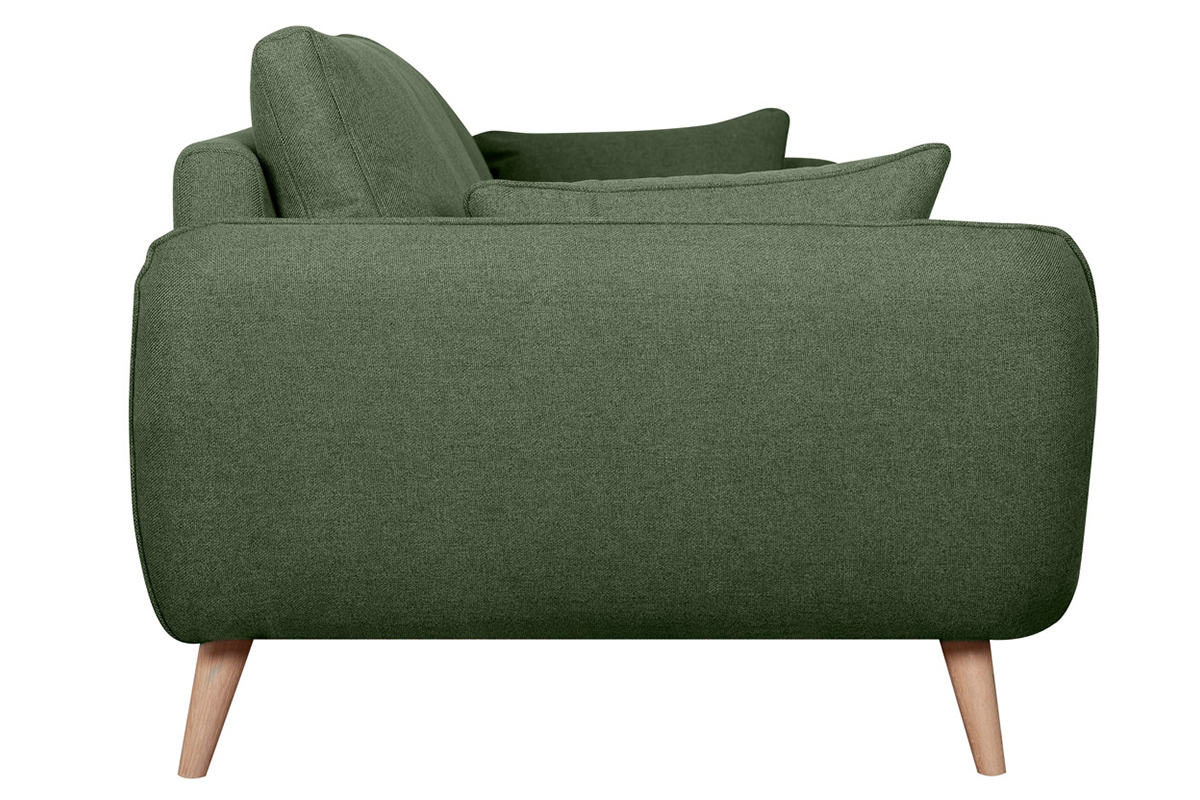 Canap scandinave 3 places en tissu kaki et bois clair CREEP