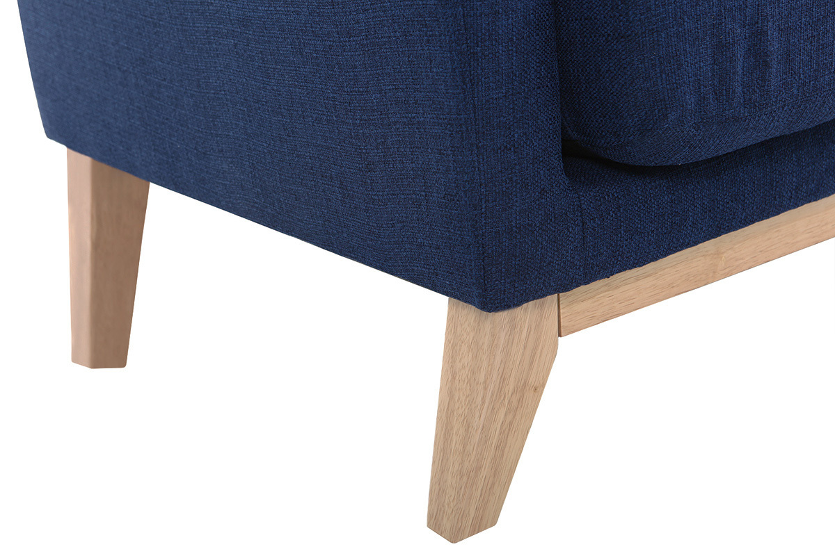 Canap scandinave dhoussable 2 places en tissu bleu fonc et bois clair OSLO