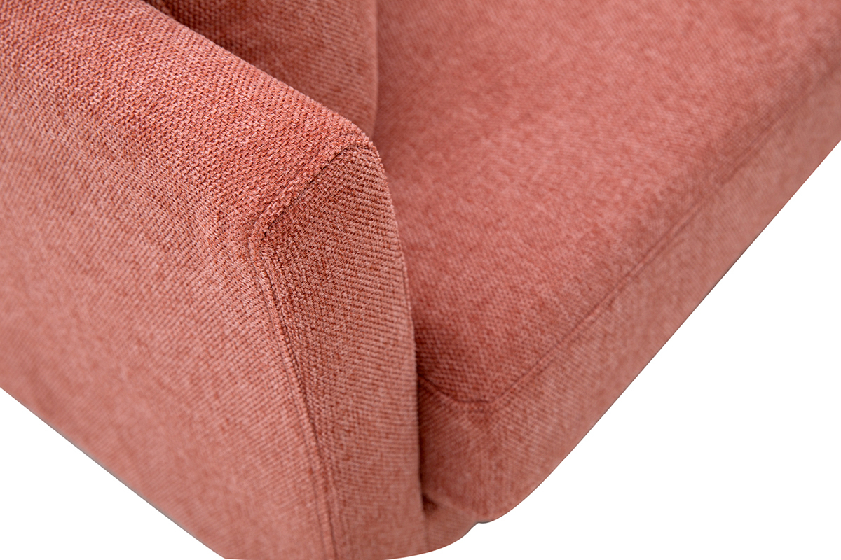 Canap scandinave dhoussable 2 places en tissu effet velours textur terracotta et bois clair OSLO