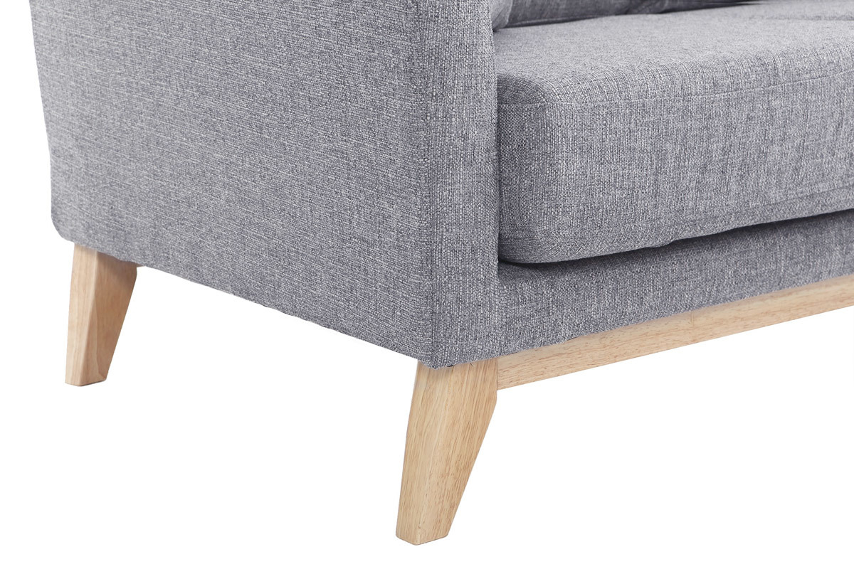 Canap scandinave dhoussable 2 places en tissu gris clair et bois clair OSLO