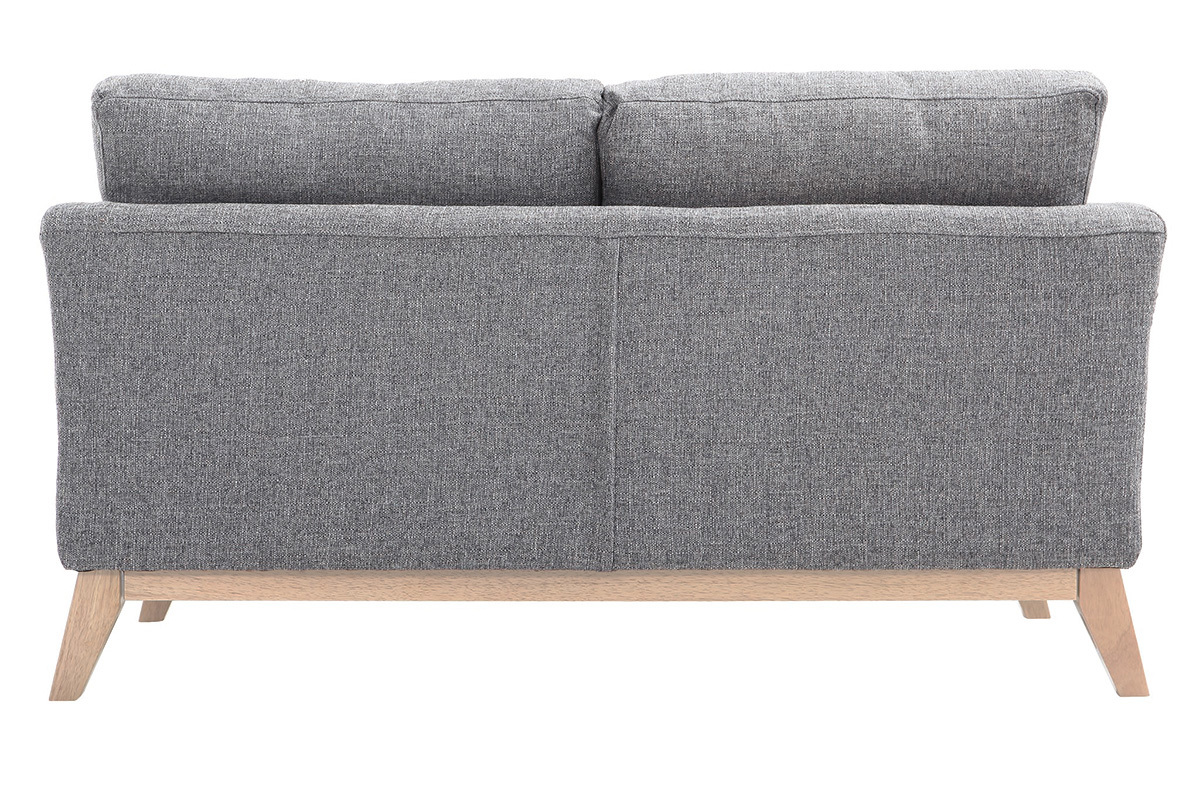 Canap scandinave dhoussable 2 places en tissu gris clair et bois clair OSLO