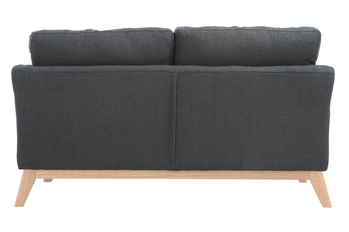 Canap scandinave dhoussable 2 places en tissu gris fonc et bois clair OSLO