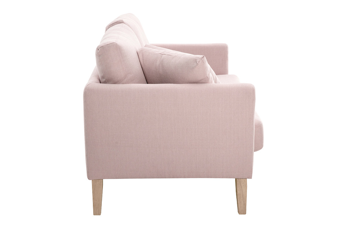 Canap scandinave dhoussable 2 places en tissu rose et bois clair OSLO