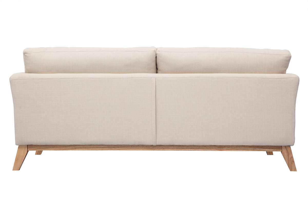 Canap scandinave dhoussable 3 places en tissu beige et bois clair OSLO