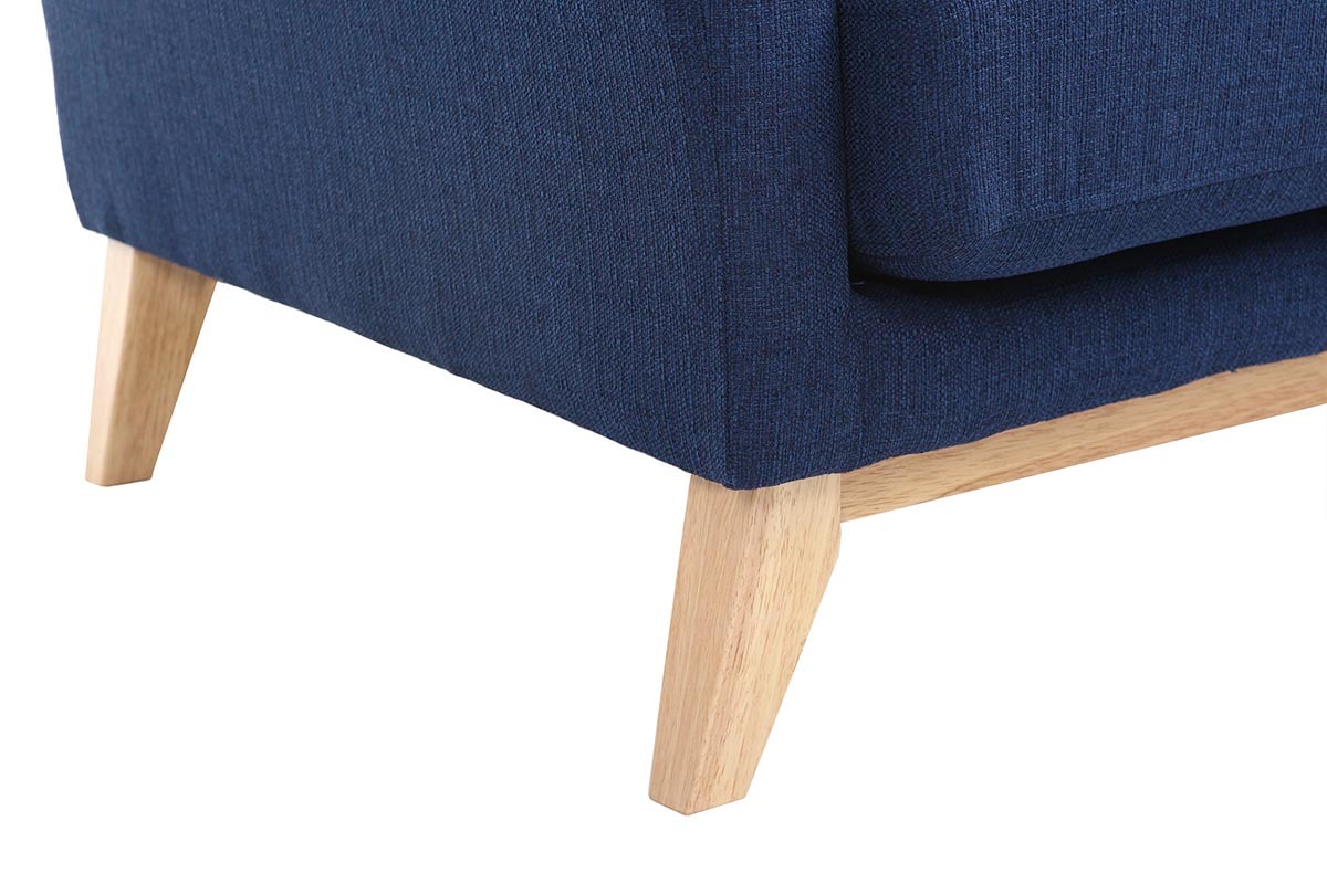 Canap scandinave dhoussable 3 places en tissu bleu fonc et bois clair OSLO