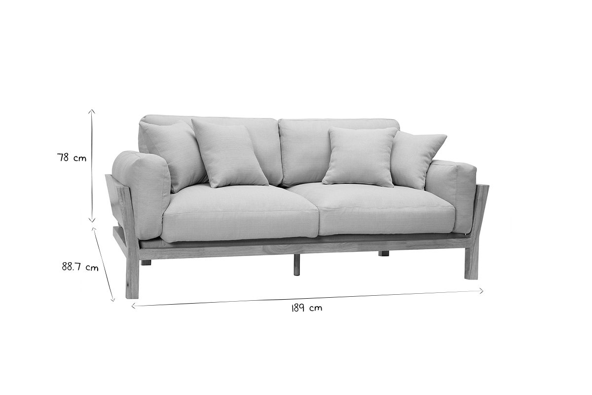 Canap scandinave dhoussable 3 places en tissu gris anthracite et bois clair KYO