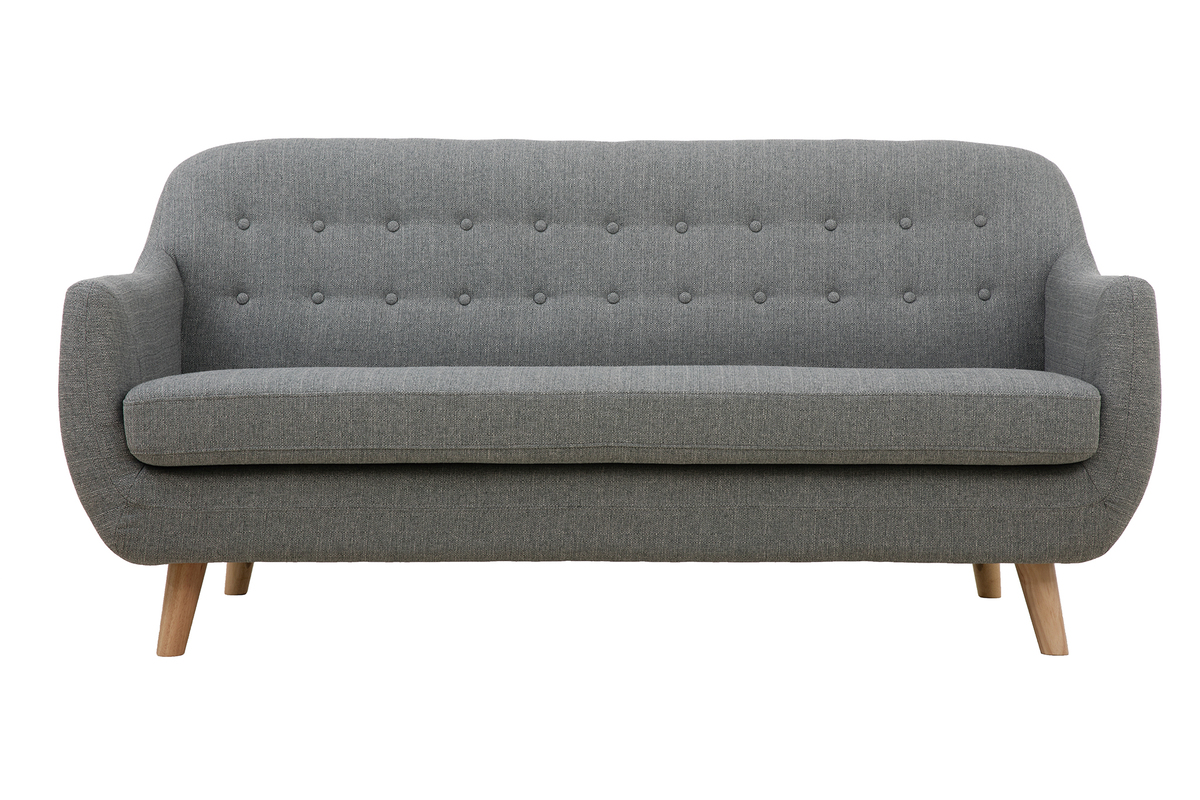 Canap scandinave dhoussable 3 places en tissu gris clair et bois clair YNOK