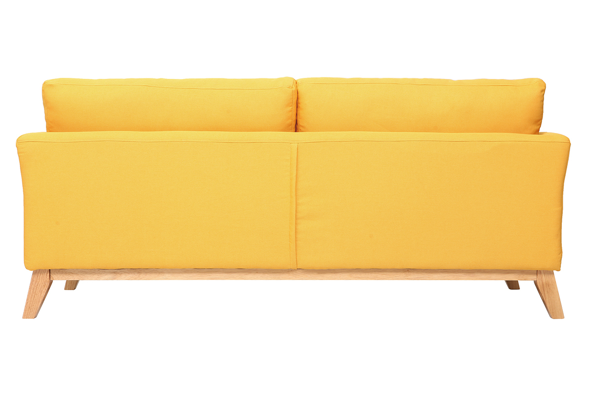 Canap scandinave dhoussable 3 places en tissu jaune et bois clair OSLO