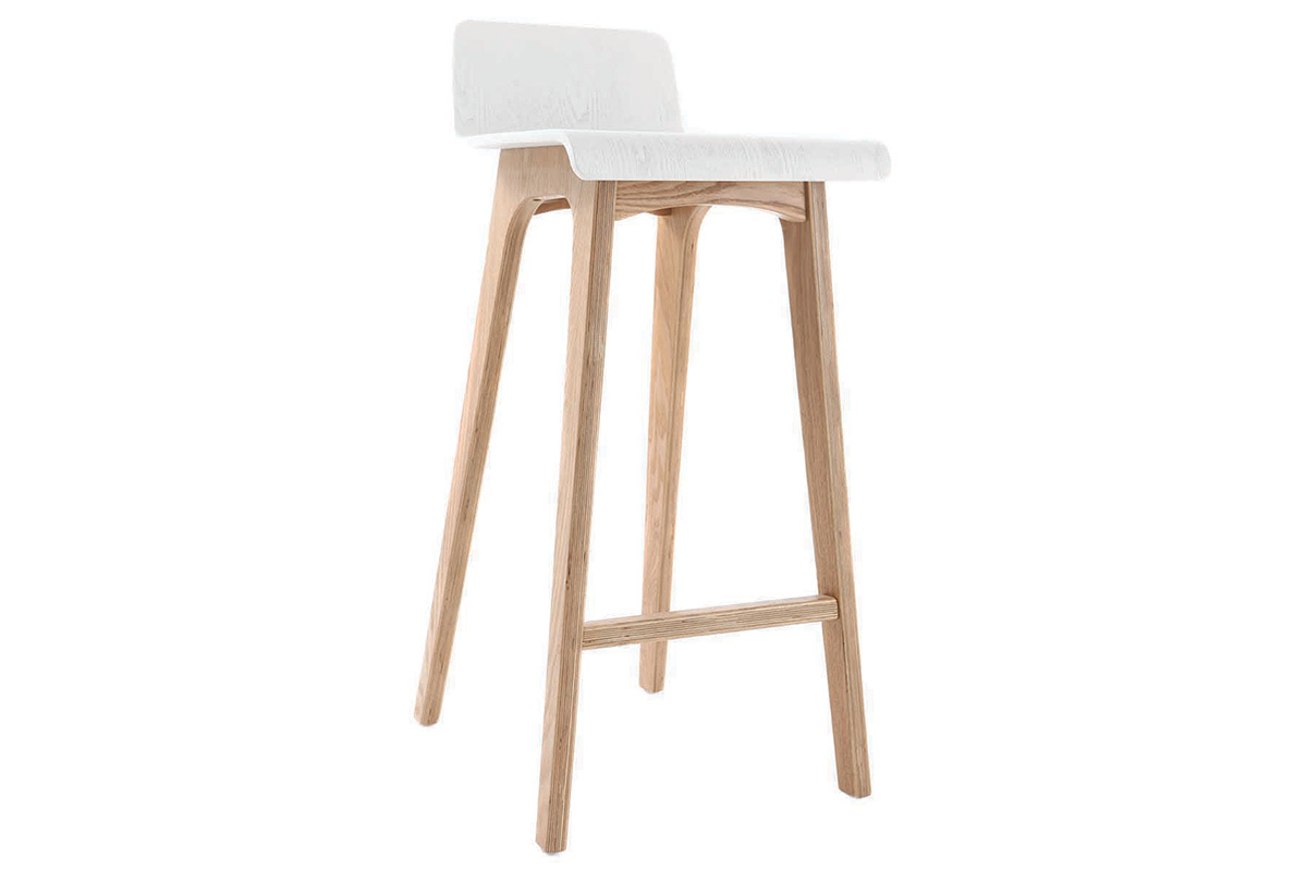 Chaise de bar scandinave 75 cm bois et blanc BALTIK