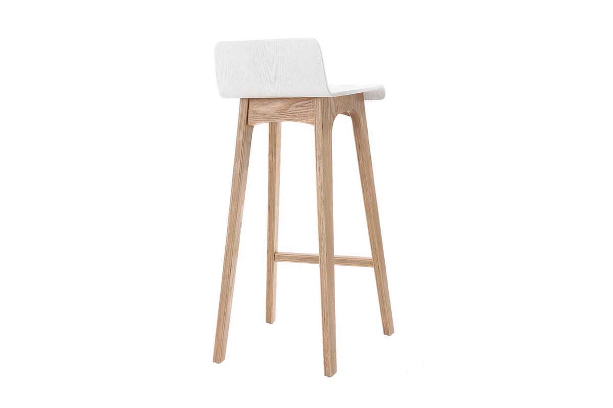 Chaise de bar scandinave 75 cm bois et blanc BALTIK