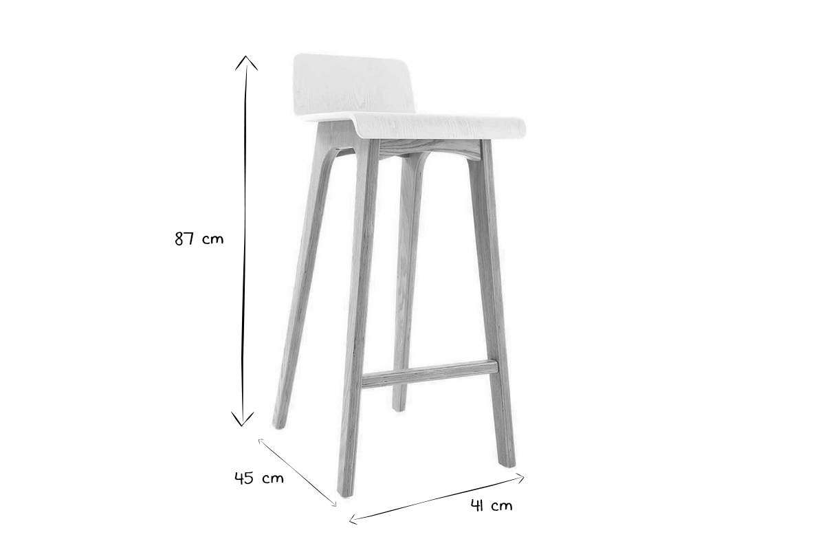 Chaise de bar scandinave 75 cm bois et blanc BALTIK