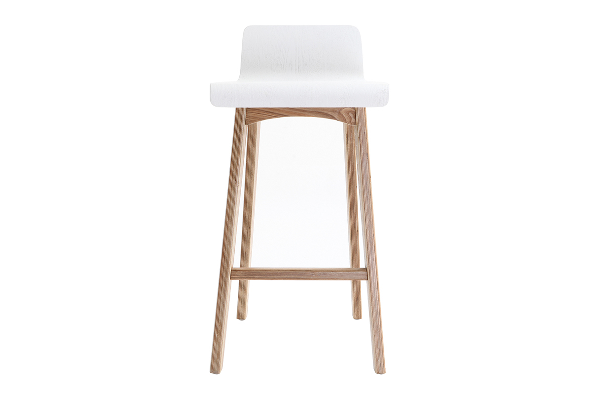 Chaise de bar scandinave bois et blanc H65 cm BALTIK