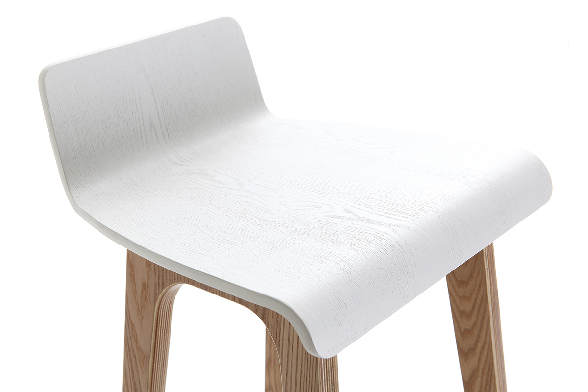 Chaise de bar scandinave bois et blanc H65 cm BALTIK