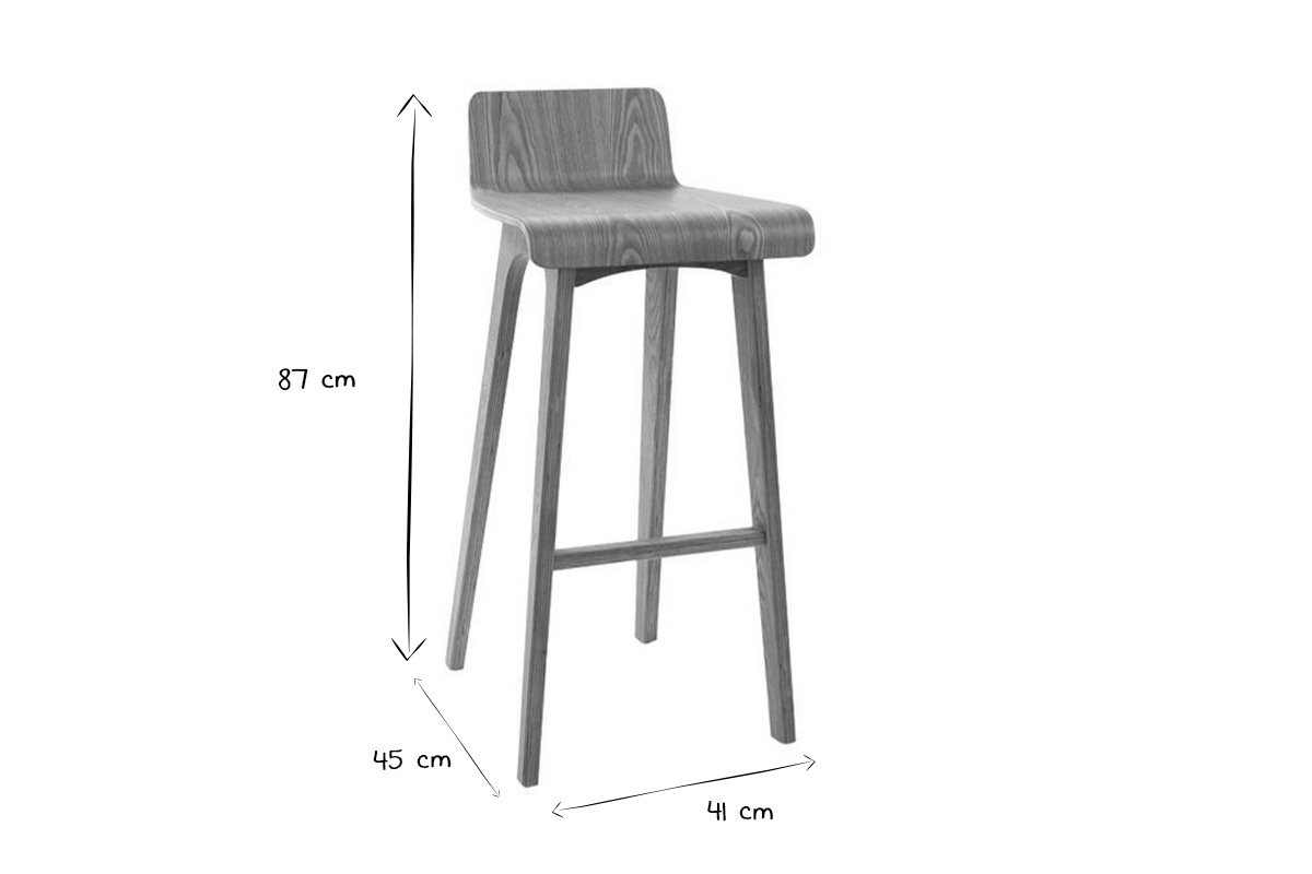 Chaise de bar scandinave en bois clair H75 cm BALTIK