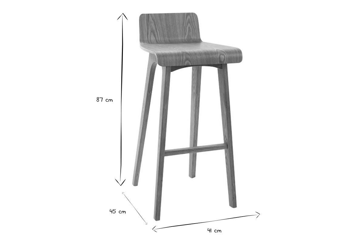 Chaise de bar scandinave en bois clair H75 cm BALTIK