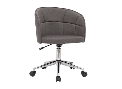 Chaise de bureau à roulettes en tissu gris clair et acier chromé ALEYNA -  Miliboo