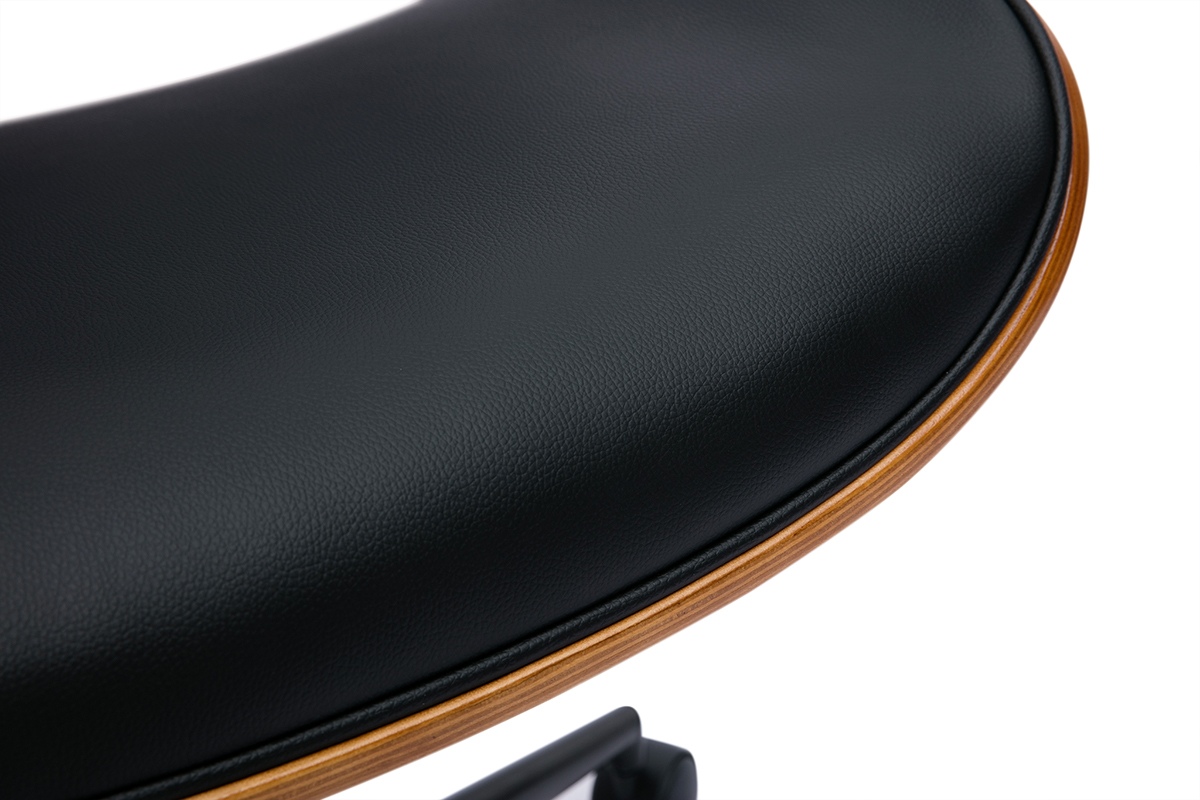 Chaise de bureau  roulettes design noir, bois fonc noyer et mtal noir MALMO