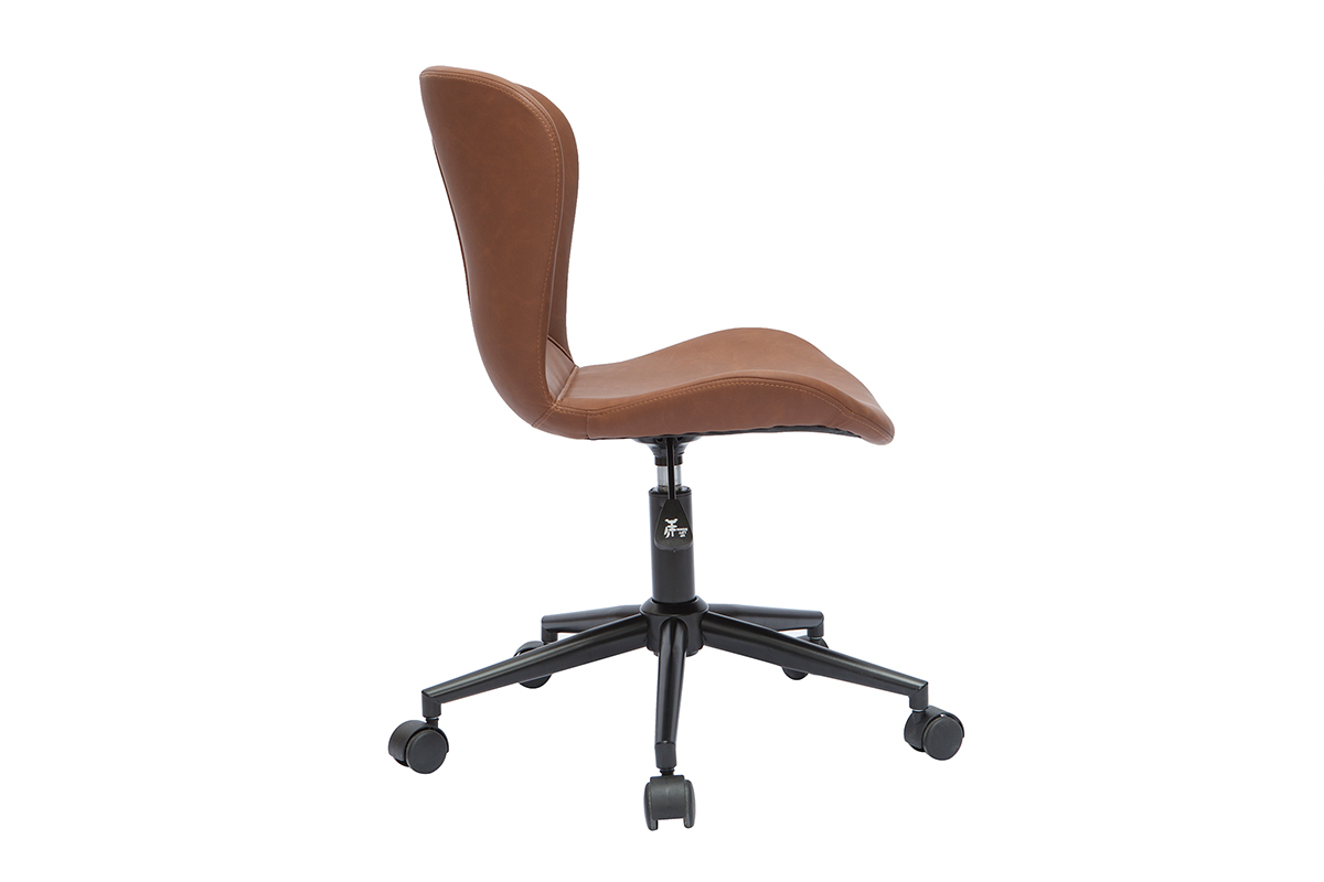 Chaise de bureau  roulettes marron et mtal noir JOSH