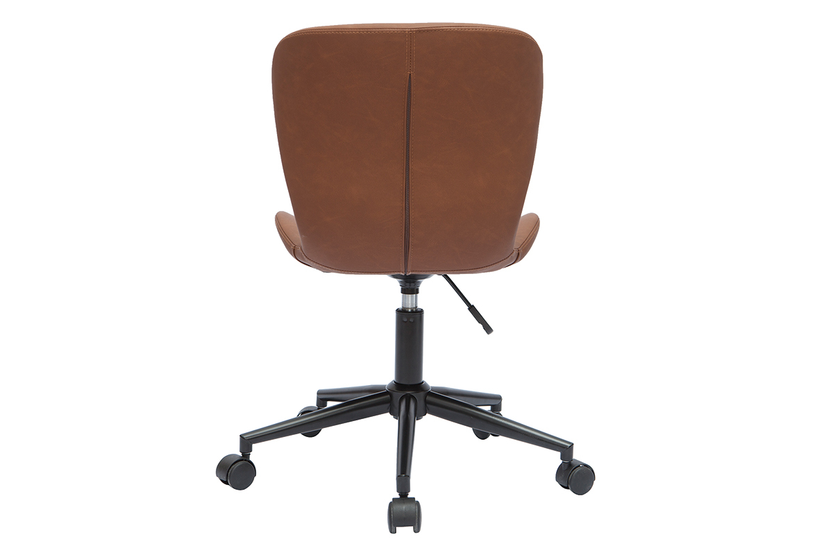 Chaise de bureau  roulettes marron et mtal noir JOSH