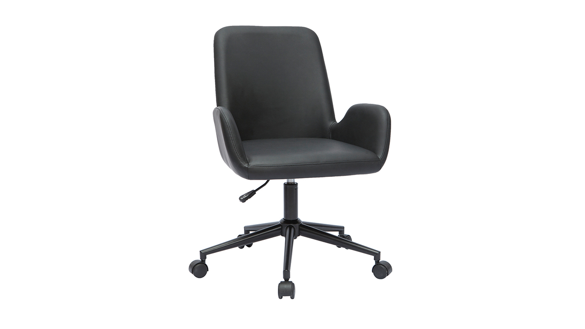 Chaise de bureau  roulettes noire ALBAN